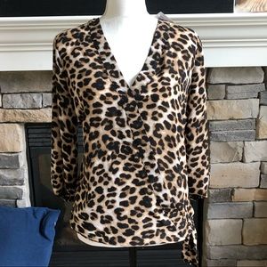 NWT New York & Co animal print wrap top size med